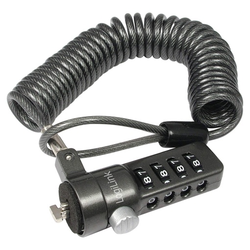 CABLU securitate LOGILINK pt. notebook, slot standard, cifru cu patru discuri, 1.8m, cablu otel, spiralat, "NBS004"