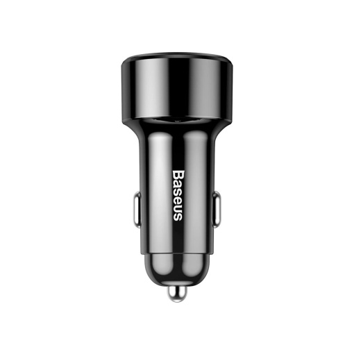 Incarcator Auto Circular, Baseus, USB Type-C, USB Type-A, QC4.0/QC3.0, 45W, 6A, Negru