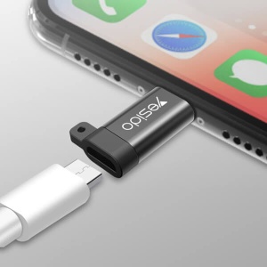 Adaptor Lightning Tata la Micro USB Mama, Yesido GS05, 2.4A, Carcasa Compacta, Aluminiu, Negru - Img 4