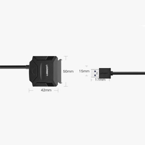 Adaptor Sata la USB 3.0 pentru Hdd Ssd 3.5 si 2.5 inch, Ugreen 20611, 5 Gbps, SATA 7+15 pini, Priza, Negru - Img 3