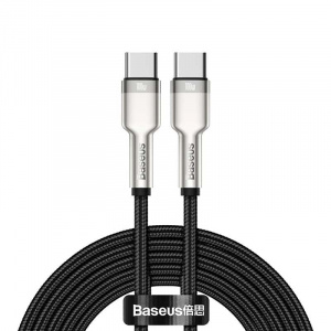 Cablu Date si Incarcare, Baseus CATJK-D01, USB Type-C la USB Type-C, 100W 5A, Mesh, Negru, 2 m - Img 1