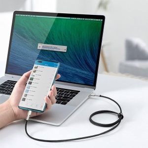 Cablu Date si Incarcare, Baseus CATJK-D01, USB Type-C la USB Type-C, 100W 5A, Mesh, Negru, 2 m - Img 4