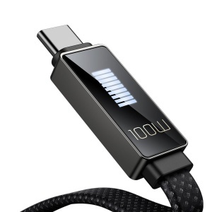 Cablu de Date USB-A Tata la USB-C Tata, McDodo 4980, 6A, Display LED, Fast Charging, Flat, 1.2m, Negru - Img 3