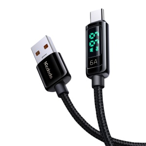 Cablu de Date USB-A Tata la USB-C Tata, McDodo 8690, 100W, Display Digital, 1.2m, Negru - Img 2