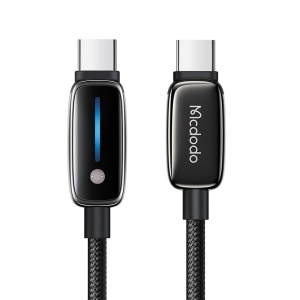 Cablu de Date USB-C Tata la USB-C Tata, McDodo 0100, 6A, Indicator LED, Ajustare Automata a Intensitatii, 1.2m, Negru