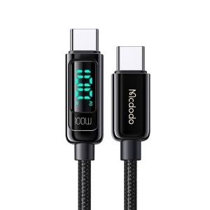 Cablu de Date USB-C Tata la USB-C Tata, McDodo 8820, 100W, Display Digital, 1.2m, Negru