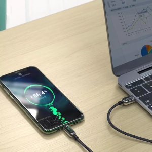 Cablu de Date USB la USB-C, Yesido CA85, Display Digital, Nylon Mesh, 1.2 Metri, Negru - Img 5