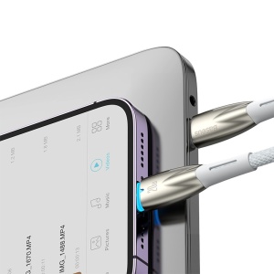 Cablu de Date USB Type-C la Lightning, Baseus, 480 Mbps, Power Delivery 20W, Mesh Nylon, 1m, Alb - Img 7
