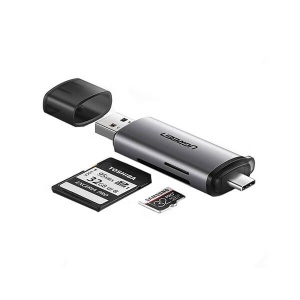 Card Reader 3 in 1 Ugreen CM184, USB 3.0, USB Type-C la SD si Micro SD, 5 Gbps, Space Grey - Img 2