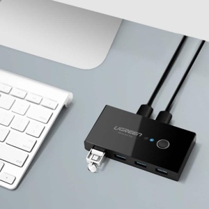 Hub Multiport 2 in 4 Ugreen US216, USB la 4 x USB 3.0, Sharing Switch Selector, Negru - Img 4