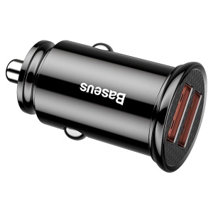 Incarcator Auto 2x USB-A 30W, QC4.0, SCP, Baseus Circular, Iluminare Led, Negru - Img 3