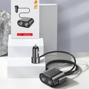 Incarcator Auto Baseus Dual Port, 2 x Priza Bricheta 80W, Negru - Img 6