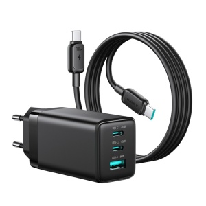 Incarcator Retea, Joyroom, 65W, 2x USB Type-C, 1x USB-A + Cablu USB-C la USB-C, 100W, 1.2m, Negru - Img 2