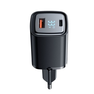 Incarcator Retea, McDodo 1701, 1x USB-A, 1x USB-C, Fast Charge, Display Digital, 33W, Negru