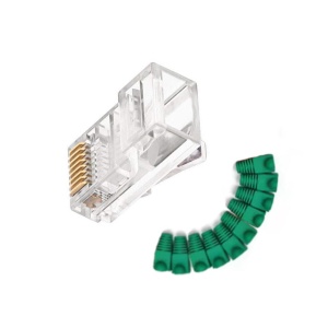 Set 10x Conectori RJ45 cu Manson Protectie, Verde - Img 1