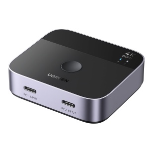 Switch KVM, Ugreen AW502, 2x USB-C la 1x HDMI, 4K@60Hz, 24-Bit/30-Bit, Space Gray
