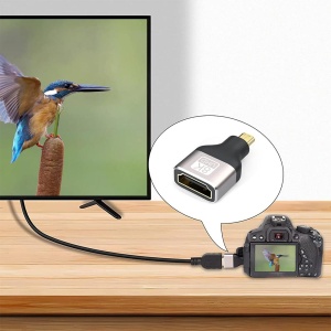 Adaptor HDMI Mama la Micro HDMI Tata, Basekit, 8K@60Hz, 4k@120Hz, Conectori Auriti, Argintiu - Img 3