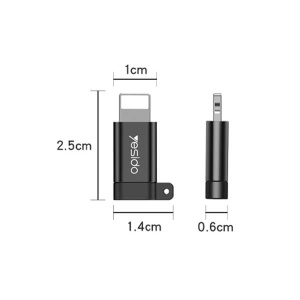 Adaptor Lightning Tata la Micro USB Mama, Yesido GS05, 2.4A, Carcasa Compacta, Aluminiu, Negru - Img 5