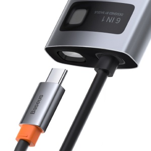 Adaptor Multiport Hub 6 in 1, Baseus, USB Type-C la HDMI 4K 30Hz, RJ45 Gigabit, USB-C PD 100W, USB 3.0 - Img 4