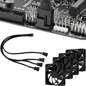 Cablu Adaptor UpHere FH-04, Splitter 1 Intrare - 4 Iesiri, 4 Pini 12V PMW, 25cm, Negru - Img 6