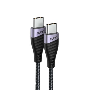 Cablu de Date TopK AN15, USB Type-C la USB Type-C, 60W, Negru, 1/2 m
