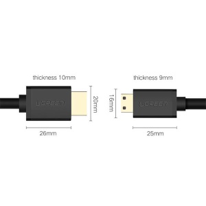 Cablu Mini HDMI la HDMI Bidirectional, Ugreen 10195 HD108, 4k@60Hz, Negru, 1/1.5 m - Img 7
