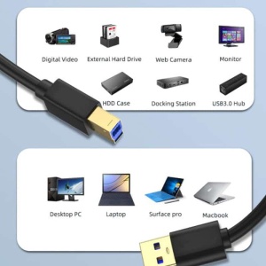 Cablu USB 3.0 la USB 3.0 Type-B, Basekit TD-USBAB-1M5, 5 Gbps, 1.5m, Negru - Img 4