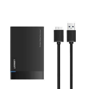 Carcasa rack Premium Ugreen 30848 pentru HDD/SSD extern 2.5 inch SATA cu cablu USB 3.2 la Micro USB SuperSpeed, Negru