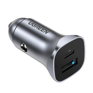 Incarcator Auto 1x USB-A 1x USB-C 30W, QC3.0, PPS, Ugreen CD130, Gray - Img 2