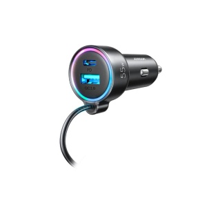 Incarcator Auto 3 in 1, Joyroom, 1x USB + 1 x PD, USB Type-C, 55W, Negru - Img 3
