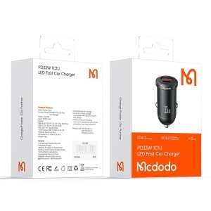 Incarcator Auto 33W, McDodo 2320, 1x USB-A, 1x USB-C, Fast Charge, Mini Size, Negru - Img 5