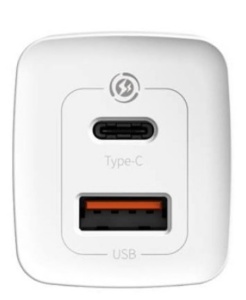 INCARCATOR retea Baseus GaN2 Lite, Quick Charge 65W, 1 x USB 5V/3A, 1 x USB Type-C 5V/3A, alb "CCGAN2L-B02"  - 6953156232945 - 3