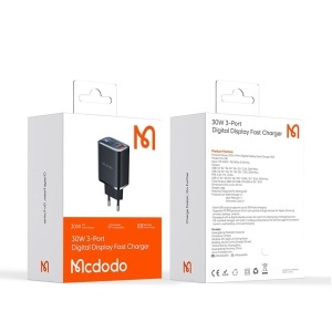 Incarcator Retea, McDodo 2180, 2x USB-C, 1x USB-A, Fast Charge, Display Digital, 30W, Negru - Img 6