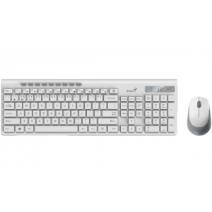 KIT wireless GENIUS, tastatura wireless 104 taste (multimedia) + mouse wireless 1200dpi, 3 butoane, BT5.3 + 2.4G, USB, alb, "SlimStar 8230" "331340015400"