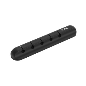 Organizator Cabluri 1 x 5 TopK L16, Silicon, Fixare cu Banda Dublu Adeziva, Negru - Img 1
