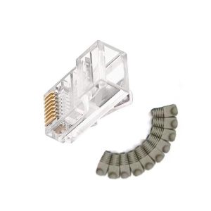 Set 10x Conectori RJ45 cu Manson Protectie, Gri - Img 1