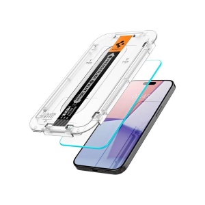 Set 2x Folii Sticla de Protectie Ecran, Spigen Ez-Fit pentru iPhone 15 Pro, Transparent - Img 5
