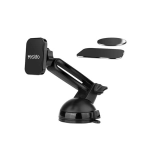 Suport Auto cu Ventuza Yesido C39, Fixare Telefon pe Parbriz sau Bord, Prindere Magnetica, Ajustare Unghi, Negru - Img 2