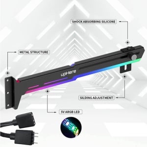 Suport Stand Placa Video, UpHere G276ARGB, Reglabil Bidirectional, Led RGB, Negru - Img 6