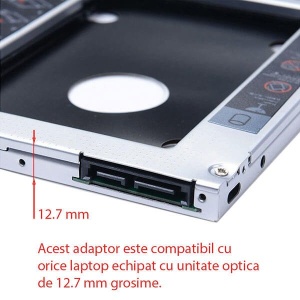 Adaptor HDD Caddy Pentru Laptopuri cu Unitate Optica de 12.7 mm - Img 4