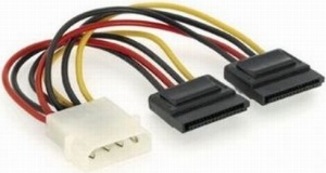 CABLU alimentare GEMBIRD, adaptor Molex la 2 x S-ATA, 15cm, "CC-SATA-PSY"