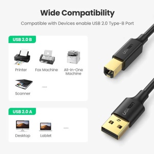 Cablu Date USB 2.0 - USB Type-B Ugreen US135, Transfer Date, Universal, Imprimanta, 480Mbps, 1.5 metri, Negru - Img 4