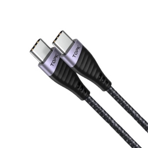 Cablu de Date TopK AN15, USB Type-C la USB Type-C, 60W, Negru, 1/2 m - Img 3