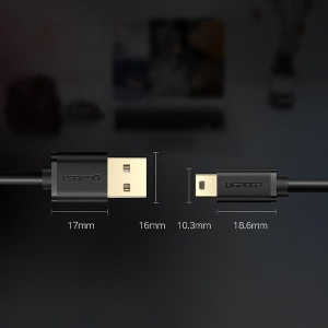 Cablu de Date USB 2.0 la Mini USB, Ugreen 10355 , 482 Mbps, Negru, 1/2 m - Img 5