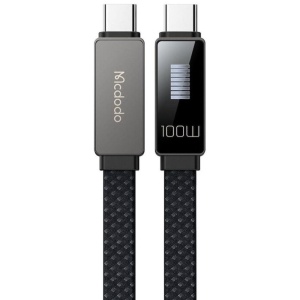 Cablu de Date USB-C Tata la USB-C Tata, McDodo 4470, 100W, Display LED, Fast Charging, Power Delivery, Flat, 1.2m, Negru