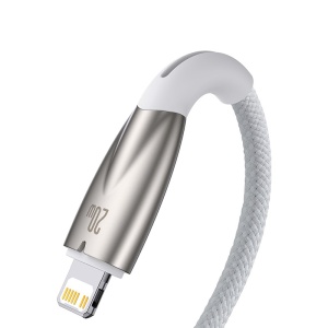 Cablu de Date USB Type-C la Lightning, Baseus, 480 Mbps, Power Delivery 20W, Mesh Nylon, 1m, Alb - Img 8