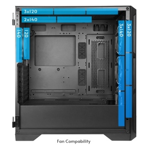 CARCASA Chieftec "APEX", Tower, ATX, fara sursa, 3xfan, USB 3.2 gen 2 Type-Cx2, USB 3.2 gen 1x2, USB 2.0x1, audio,mic,PSU shroud,7 sloturi expansiune, ARGB,negru, "GA-01B-M-OP"  - 6