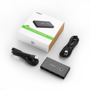 Hub Multiport 2 in 4 Ugreen US216, USB la 4 x USB 3.0, Sharing Switch Selector, Negru - Img 6