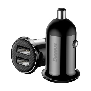 Incarcator Auto 2x USB-A 5V 4.8A, Baseus Grain Pro, Iluminare Led, Negru - Img 3