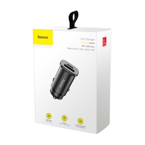 Incarcator Priza Auto, Baseus CCALL-AS01, 1 x USB, 1 x USB-C, QC 4.0, PD 3.0, SCP, Negru - Img 3